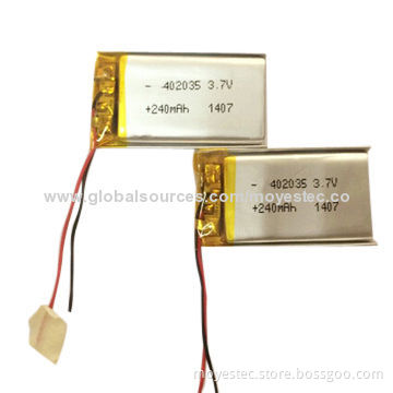 3.7V Li-ion Polymer Batteries, Fit for 240mAh Electronic Badges Lights